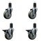 Service Caster 4'' Gray Poly Wheel Swivel 1-5/8'' Expanding Stem Caster Set 2 Brakes, 4PK SCC-EX20S414-PPUB-2-PLB-2-158 - alternate 1